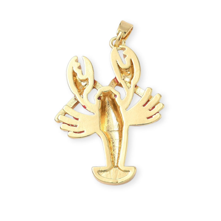 Detalles de Dije de langosta de chapa de oro con esmalte