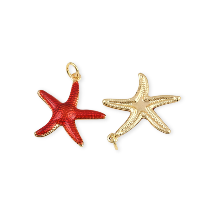 Detalles de Dije de estrella de mar de chapa de oro con esmalte