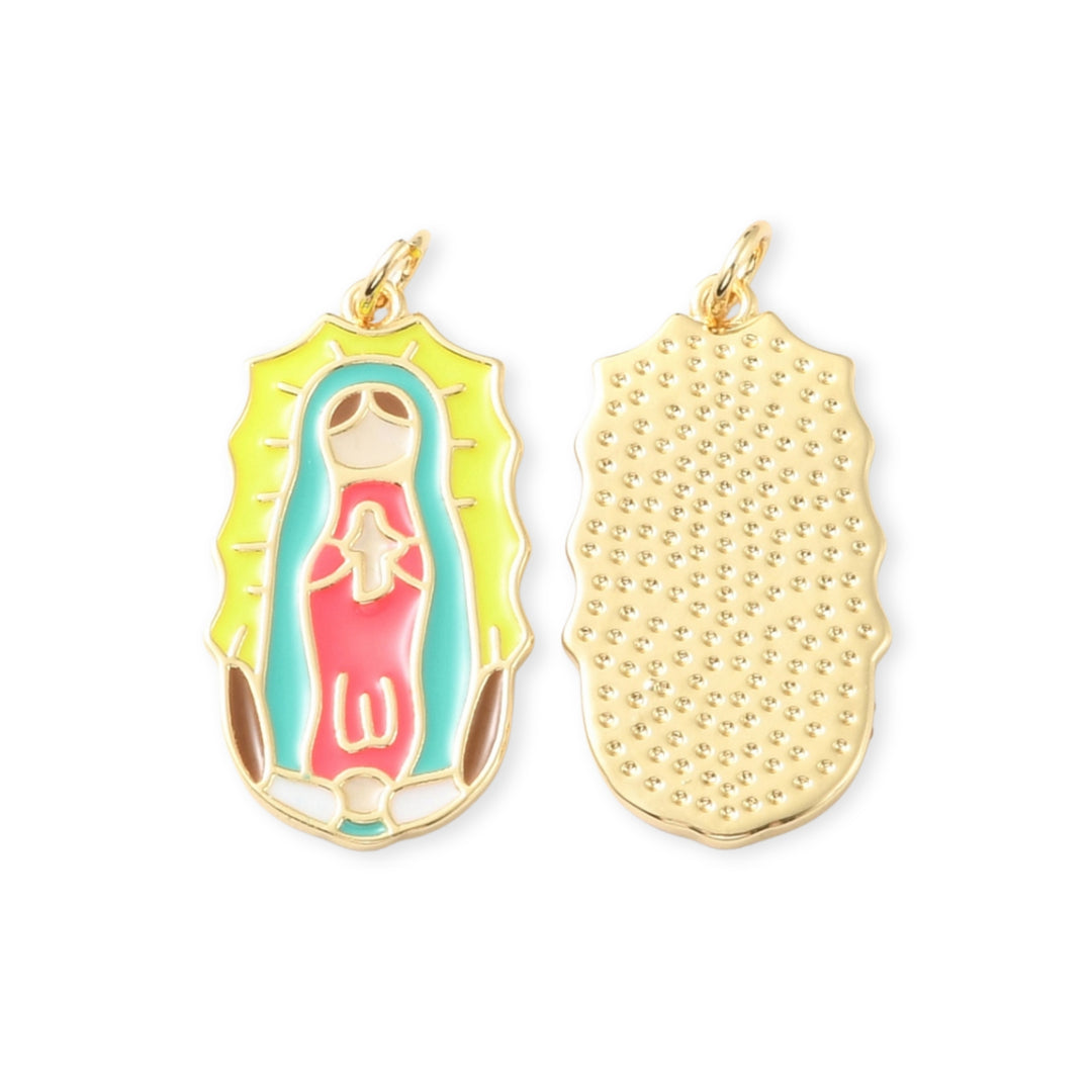 Detalles de Dije de la Virgen de Guadalupe de chapa de oro con esmalte