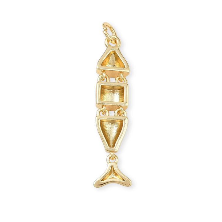 Detalles de Dije de pez de chapa de oro con esmalte