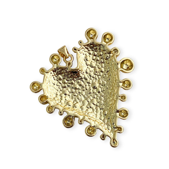 Detalles de Dije de corazón de chapa de oro con decoración de bolitas