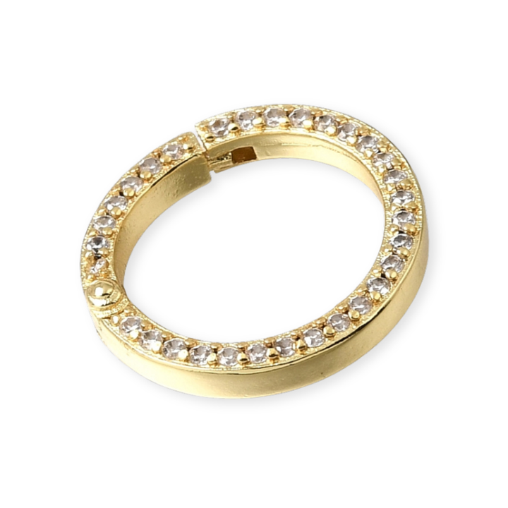 Detalles de Broche circular de chapa de oro con zirconia