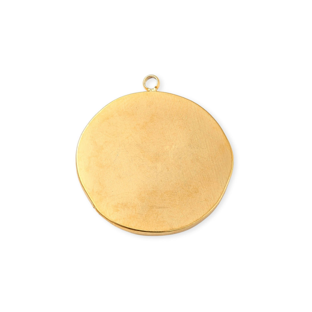 Parte trasera de dije de luna y sol circular de acero inoxidable