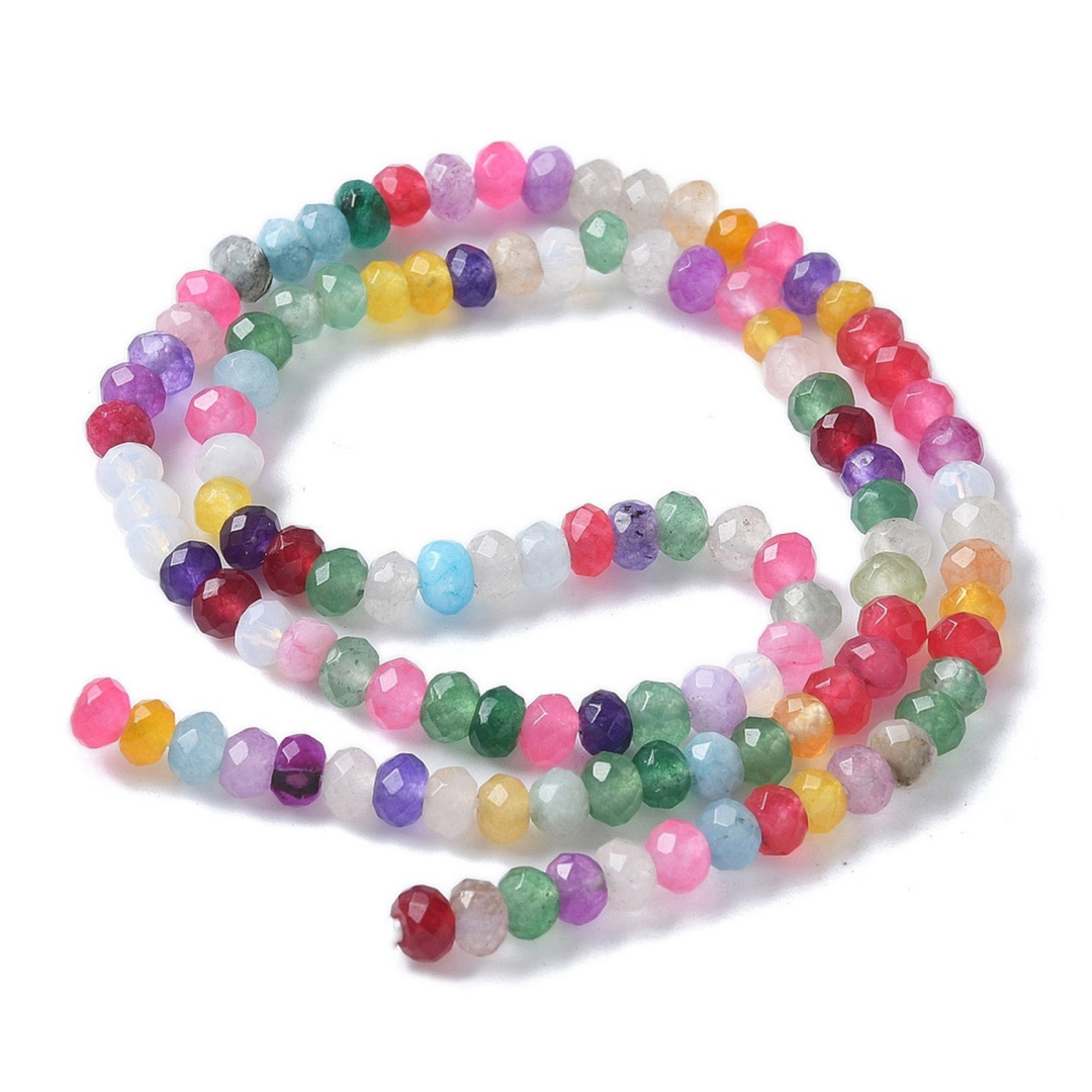 Tira de jade rondel facetado de 4 mm para joyería