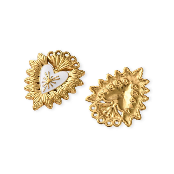 Detalles de dije de corazón de acero inoxidable con esmalte