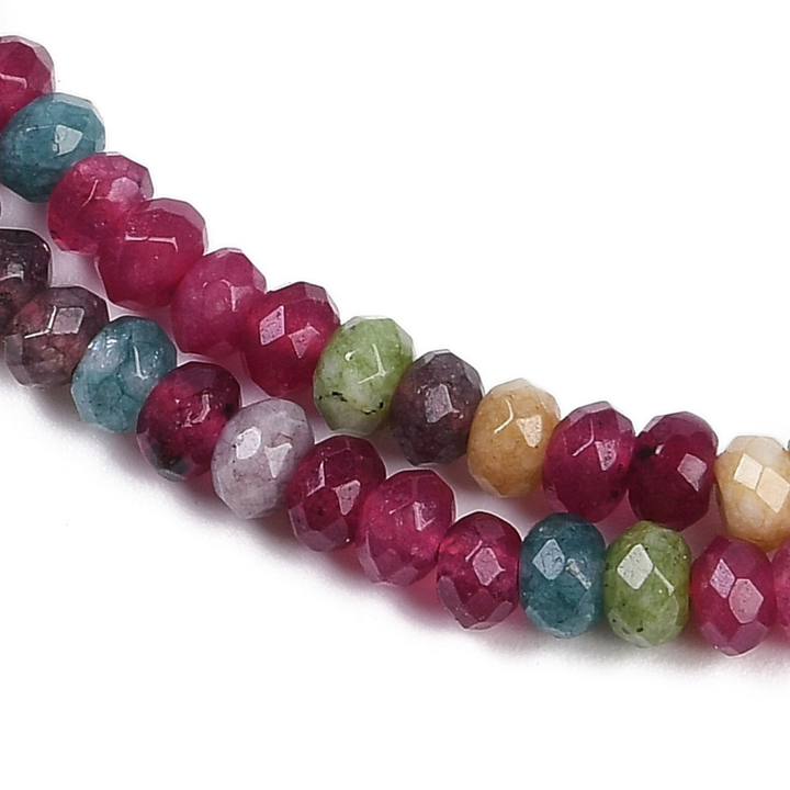 Tira de jade rondel facetado de 4 mm con aproximadamente 121 cuentas