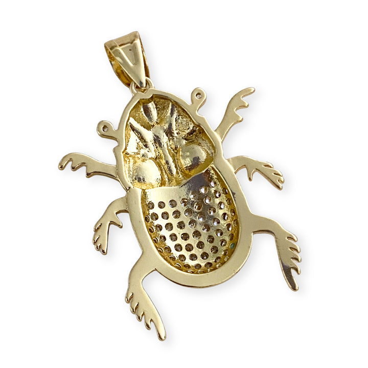 Detalles de Dije de escarabajo de chapa de oro con zirconia