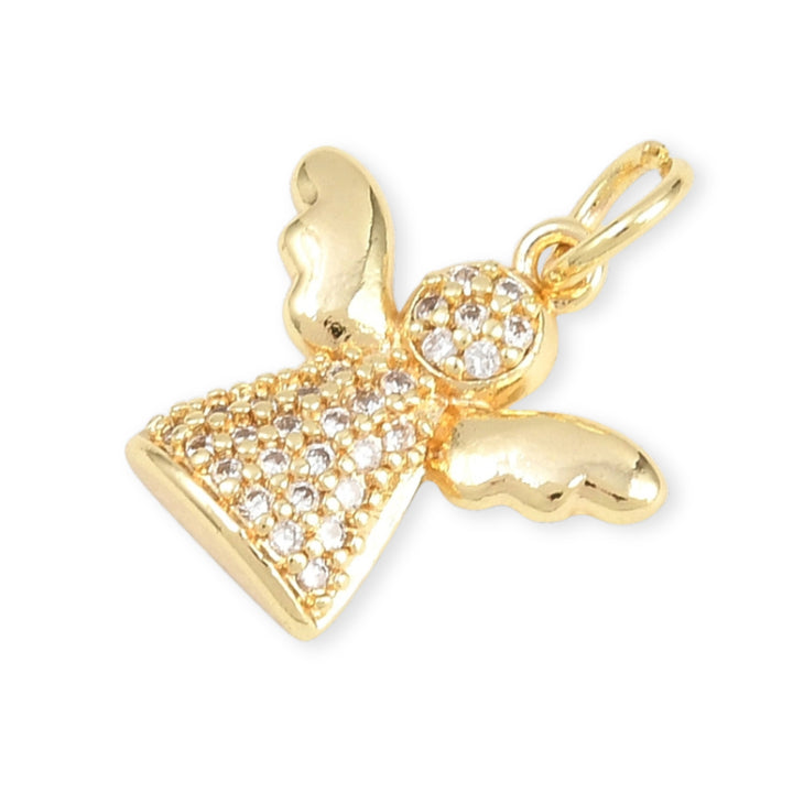 Detalles de Dije de ángel de chapa de oro con zirconia