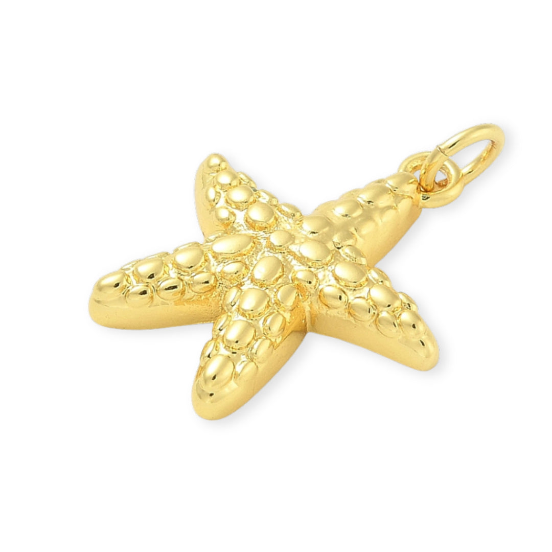 Detalles de Dije dorado en forma de estrella de mar en chapa de oro