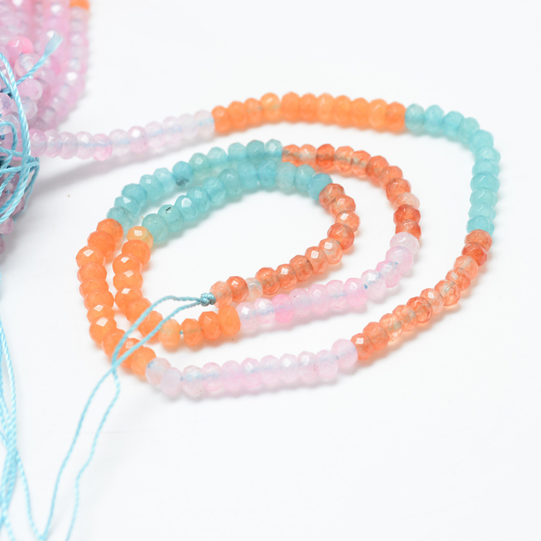 Tira de cuentas de jade natural rondel de 4 mm para joyería
