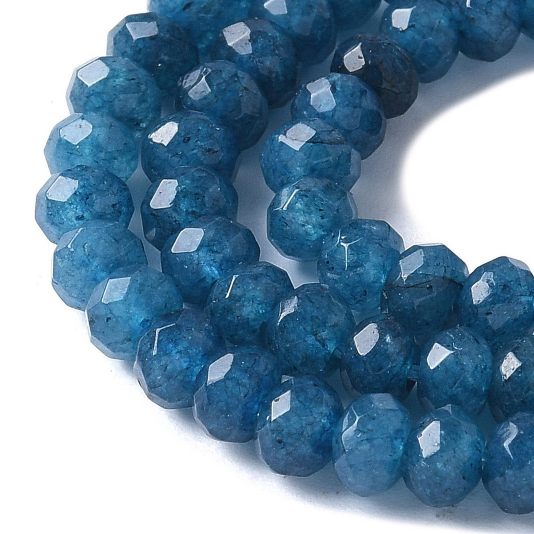 Tira de jade rondel facetado de 4 mm para joyería