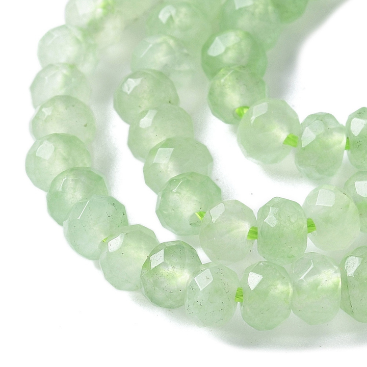 Tira de jade rondel facetado de 4 mm para joyería