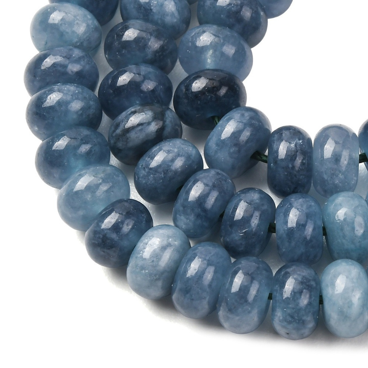 Tira de jade color azul de 8 mm para joyería