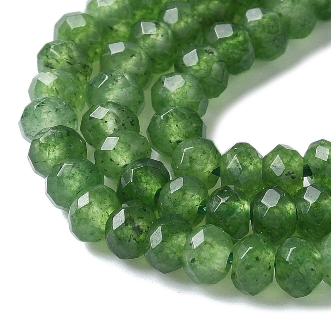 Tira de jade rondel facetado de 4 mm para joyería