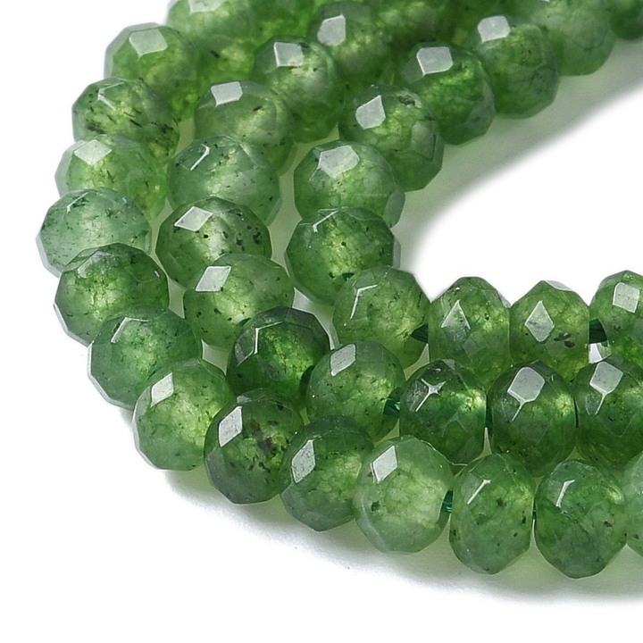 Tira de jade rondel facetado de 4 mm para joyería