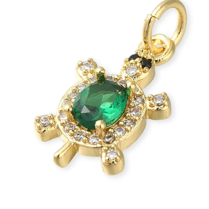 Detalles de Dije de tortuga de chapa de oro con zirconia