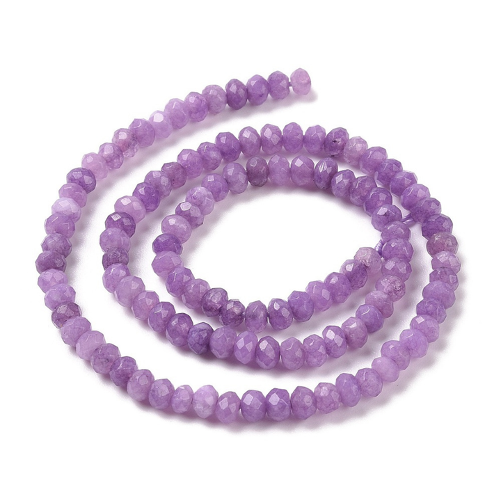 Tira de jade rondel facetado de 4 mm para joyería