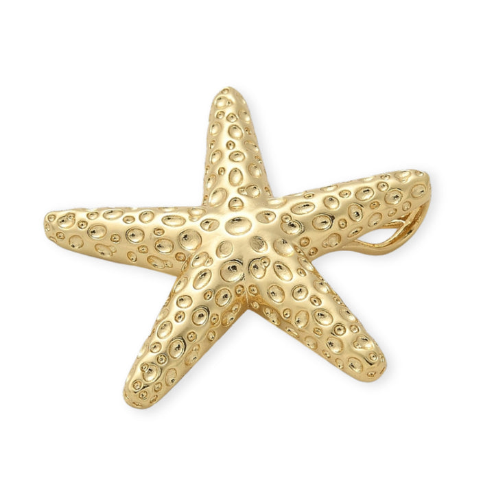 Detalles de Dije de estrella de mar de chapa de oro con ojal en la parte trasera