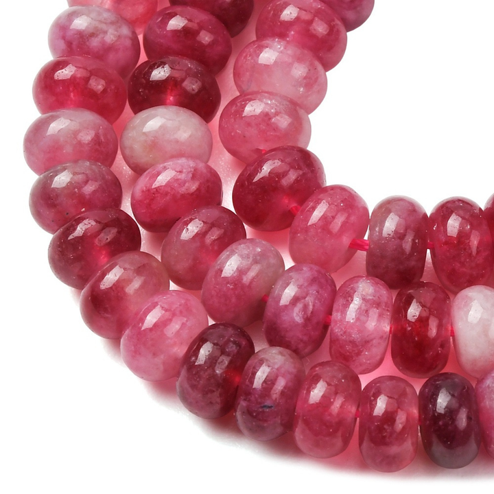 Tira de jade color cereza de 8 mm para joyería