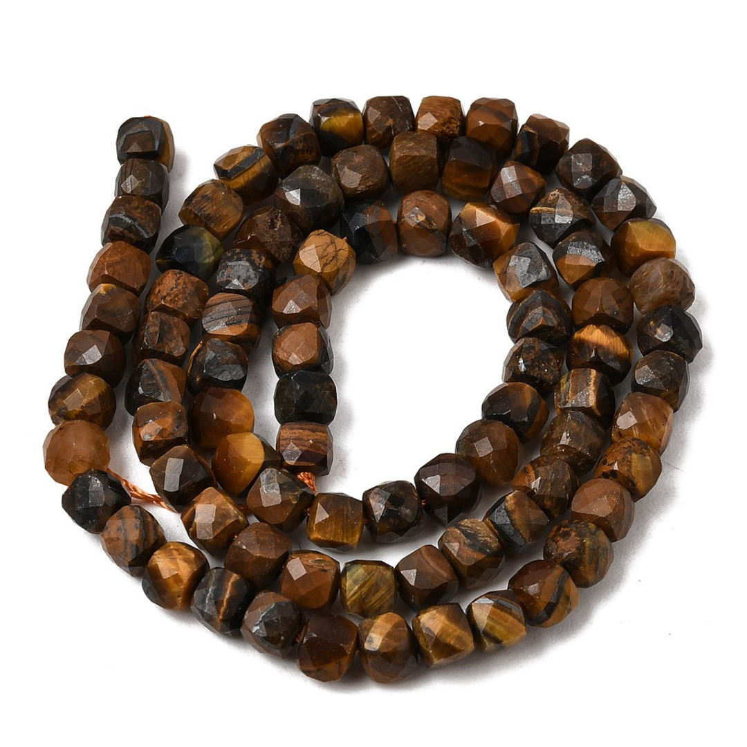 Tira de cuentas de ojo de tigre en cubos de 5 mm para joyería