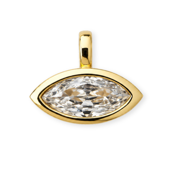 Dije en forma de ojo marquesa de chapa de oro con zirconia
