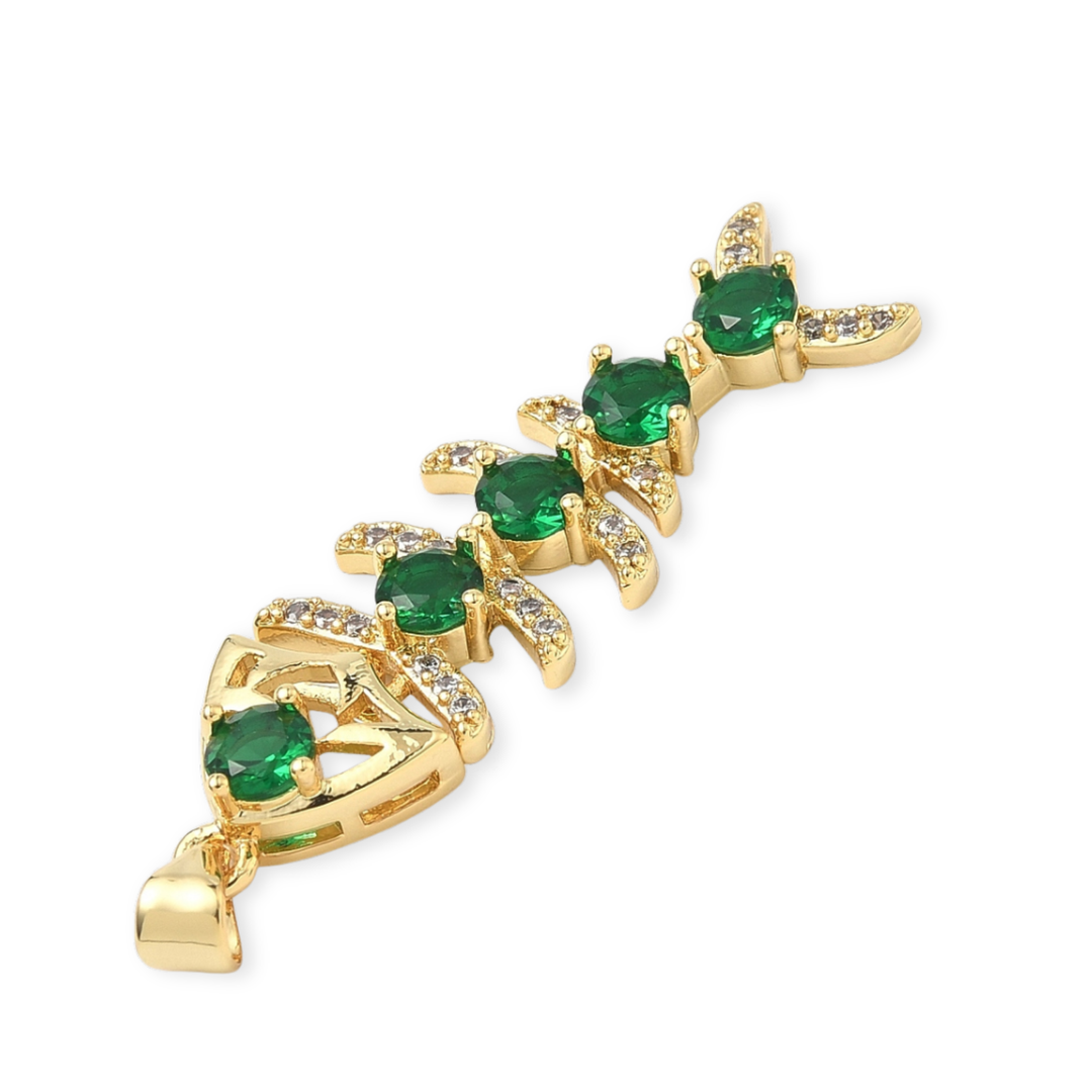 Detalles de Dije de pez de chapa de oro con zirconia