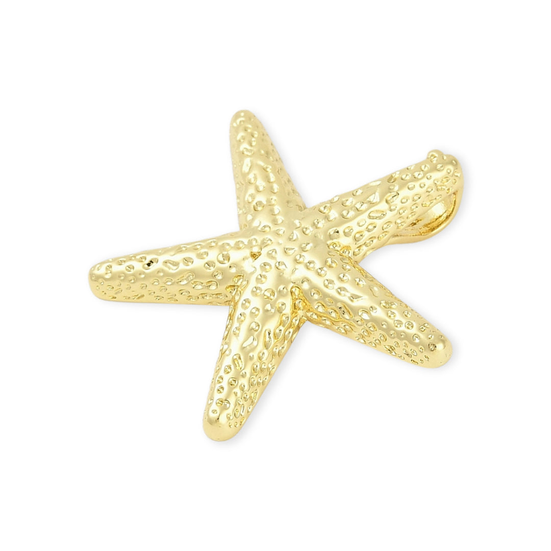 Detalles de Dije estrella de mar dorada en chapa de oro con ojal trasero