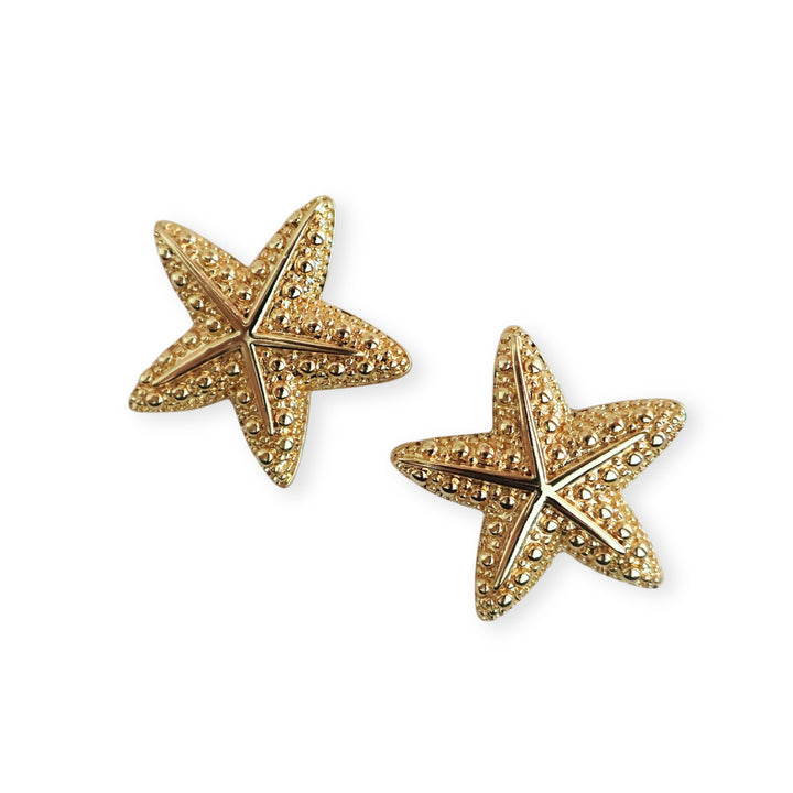 Detalles de dijes dorados en forma de estrella de mar con ojal trasero