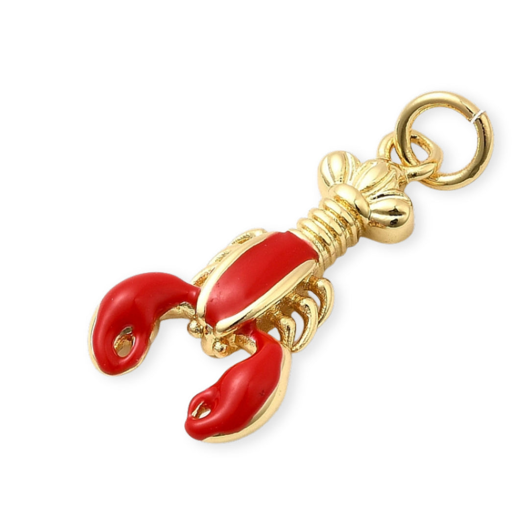 Detalles de Dije de langosta de chapa de oro con esmalte