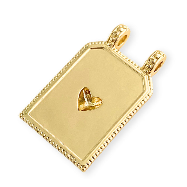 Detalles de Dije rectangular de Sagrado Corazón de Jesús de chapa de oro con esmalte