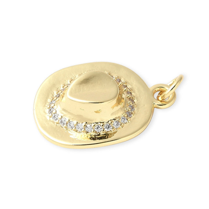 Detalles de Dije de sombrero de chapa de oro con zirconia