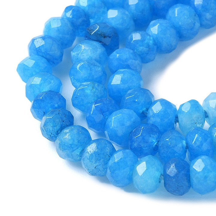 Tira de jade rondel facetado de 4 mm para joyería