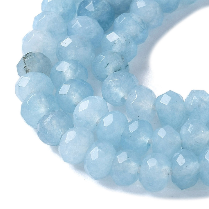 Tira de jade rondel facetado de 4 mm para joyería