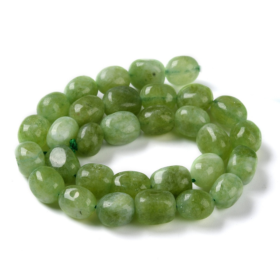 Tira de cuentas de jade natural ovalado de 13 × 10 mm para joyería