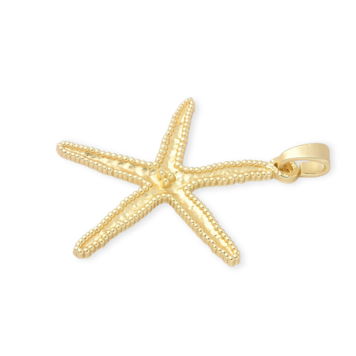 Detalles de Dije estrella de mar grande en chapa de oro con acabado mate