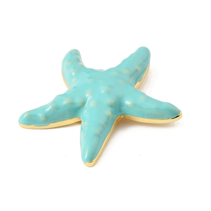 Detalles de Dije de estrella de mar esmaltada de chapa de oro para joyería