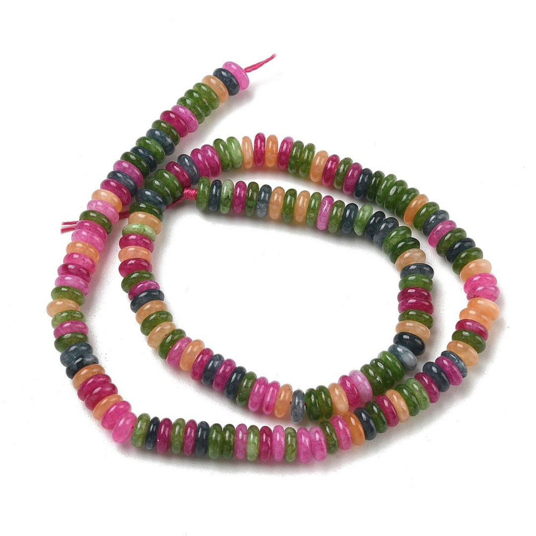 Tira de jade rondel de 6.5 mm con aproximadamente 167 cuentas