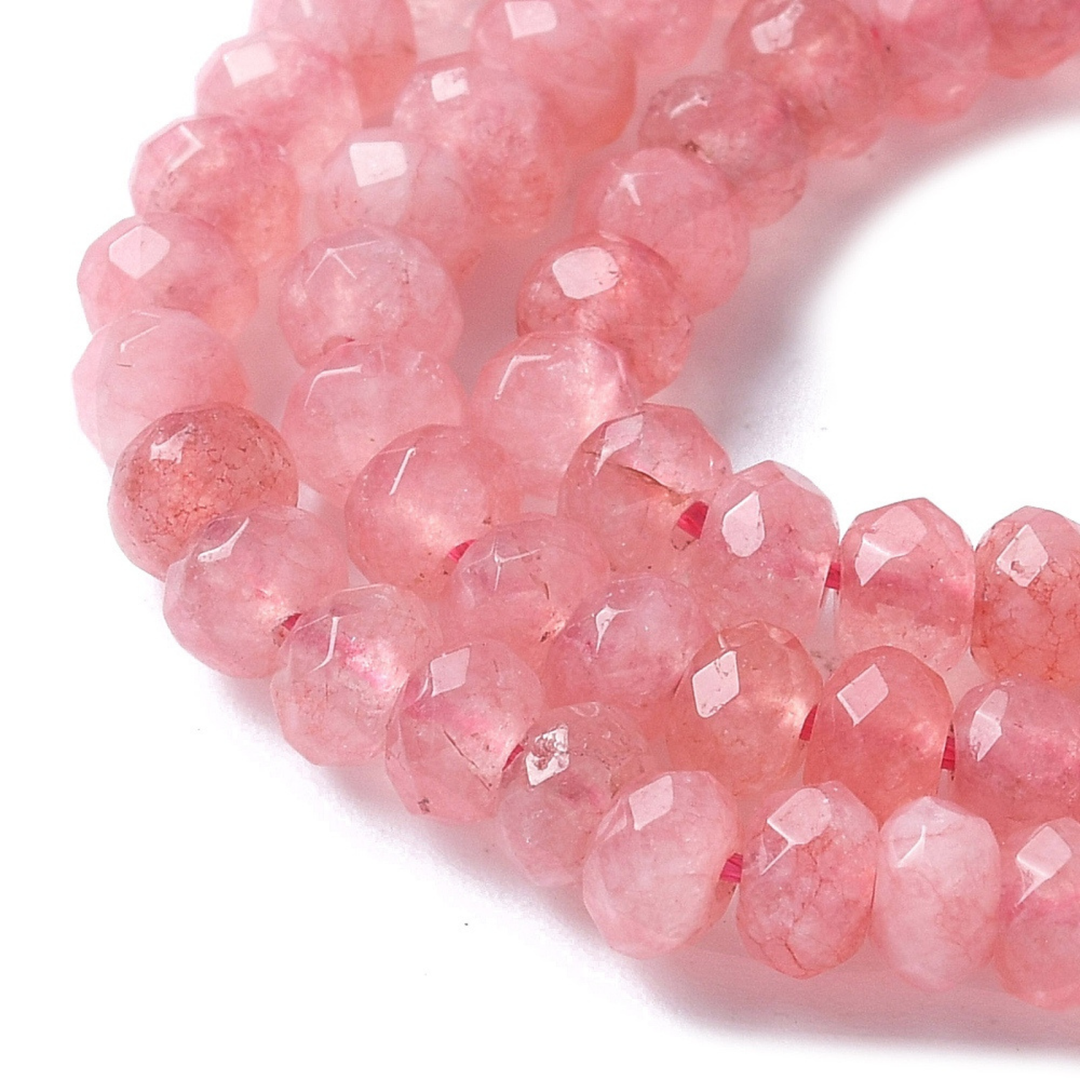 Detalles de Tira de jade rondel facetado de 4 mm para joyería