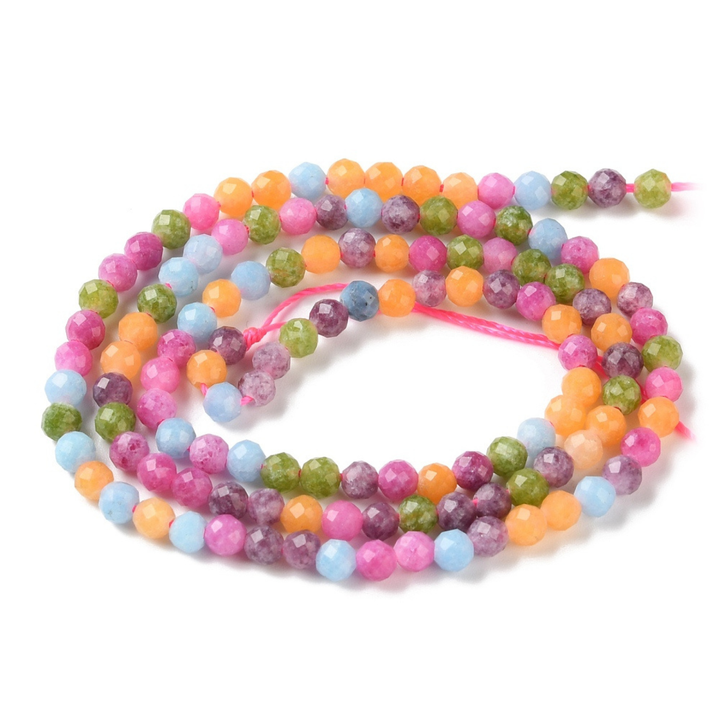 Tira de cuentas de jade natural redondo facetado de 3 mm para joyería