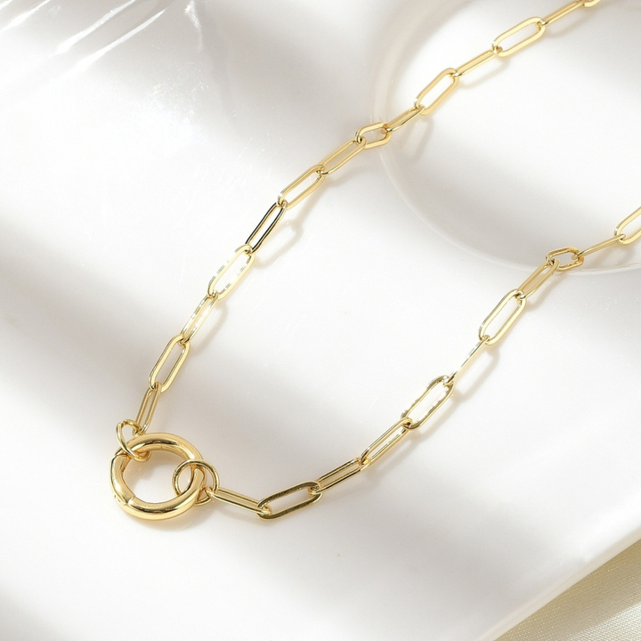 Detalles de Cadena de chapa de oro con broche circular