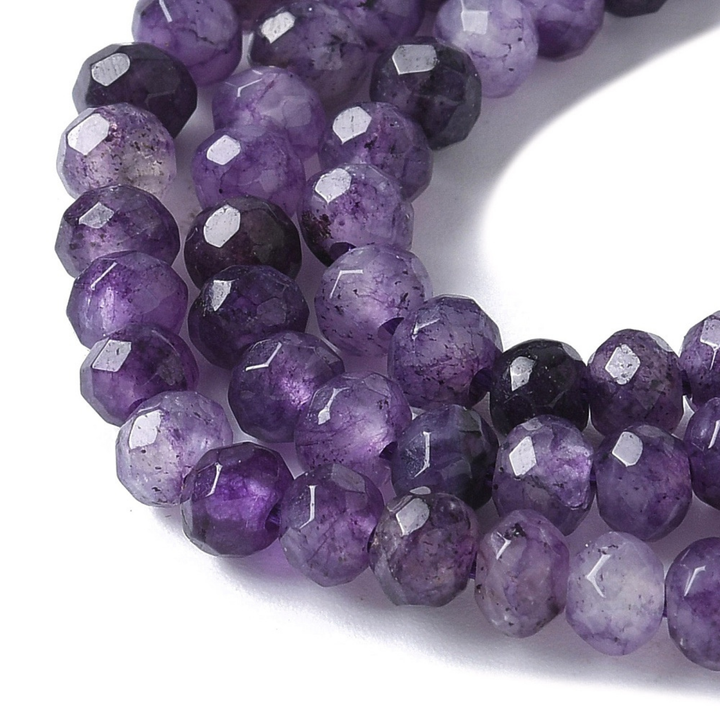 Tira de jade rondel facetado de 4 mm para joyería