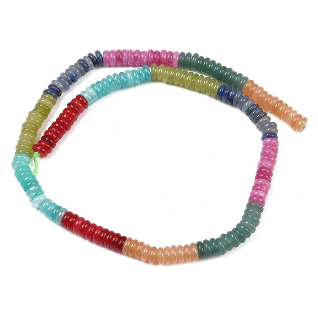 Detalles de Tira de jade rondel natural de 6 mm para joyería