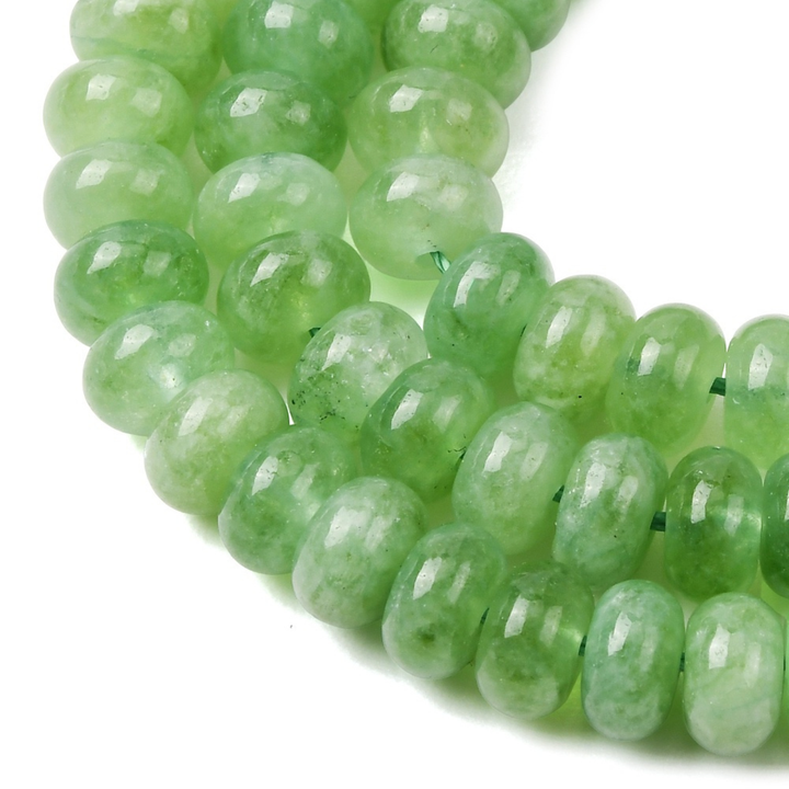 Tira de jade color verde de 8 mm para joyería