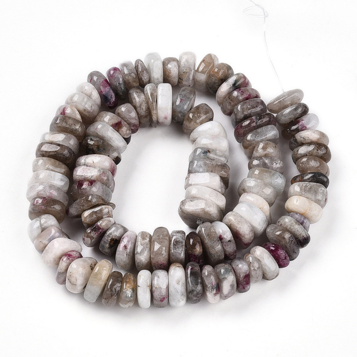 Tira de cuentas de turmalina flor de ciruelo natural tipo nugget para joyería