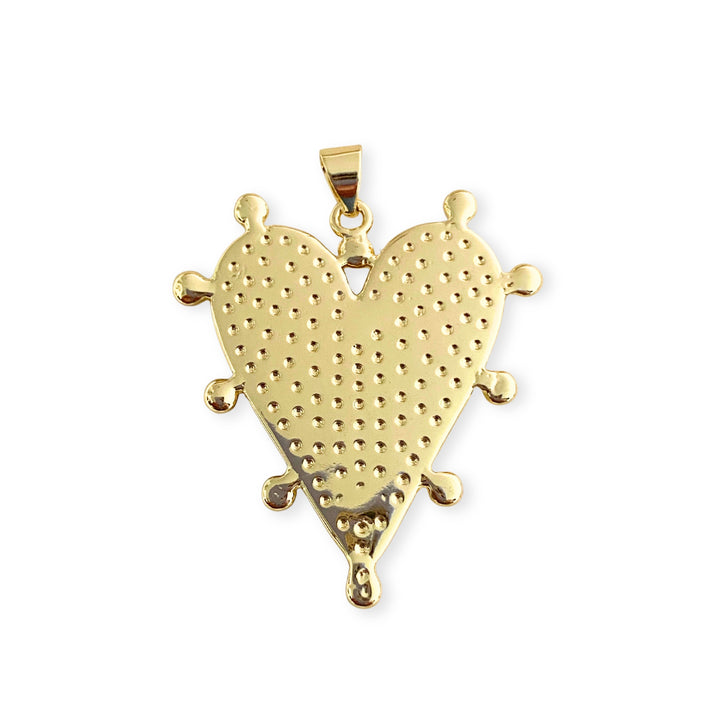 Detalles de Dije de corazón blanco de chapa de oro con esmalte