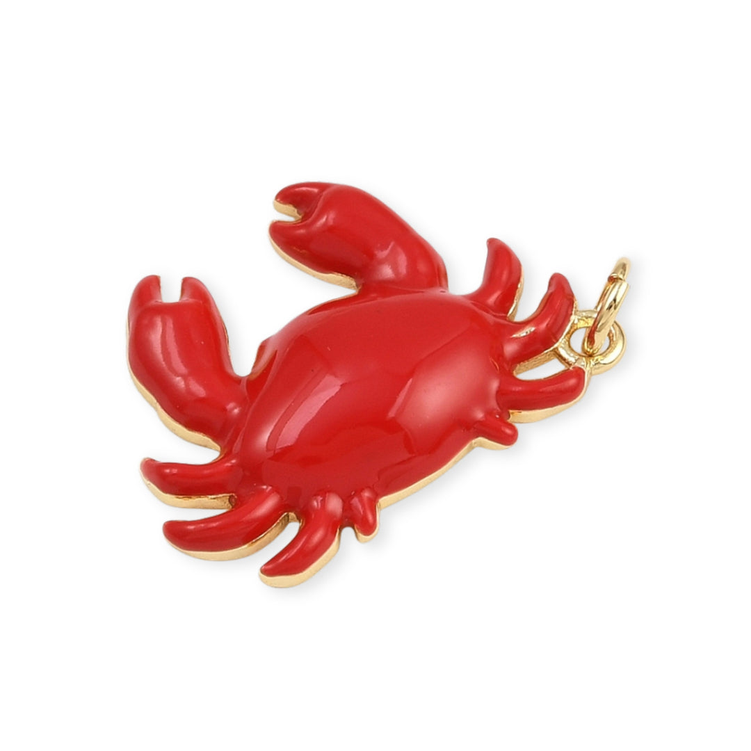 Detalles de Dije de cangrejo de chapa de oro con esmalte