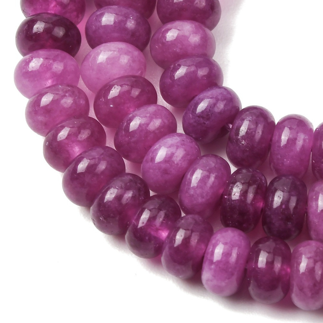 Tira de jade color morado de 8 mm para joyería