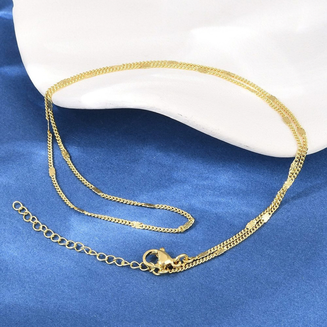 Detalles de Cadena de chapa de oro con broche perico dorado