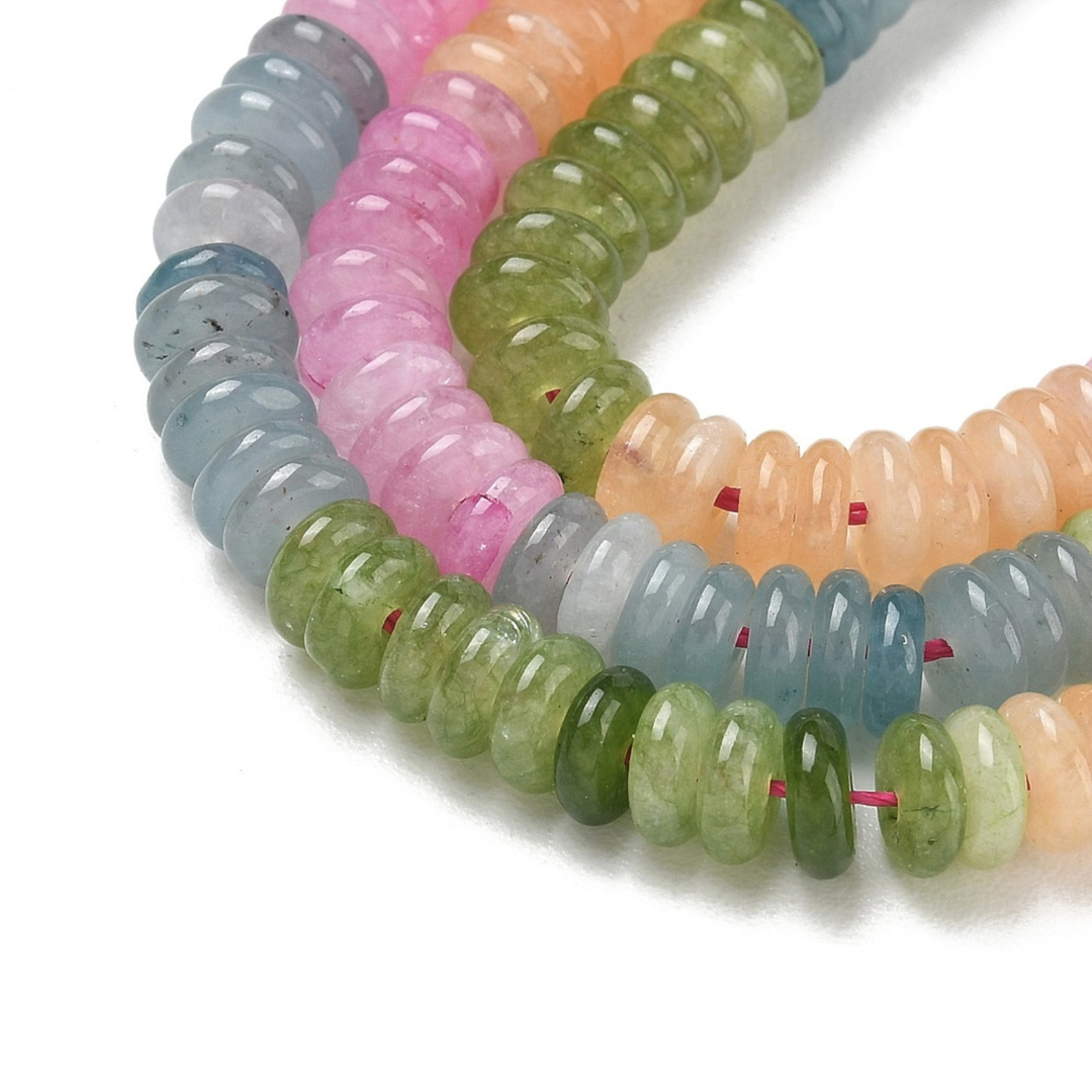 Tira de jade rondel de 6.5 mm con aproximadamente 167 cuentas