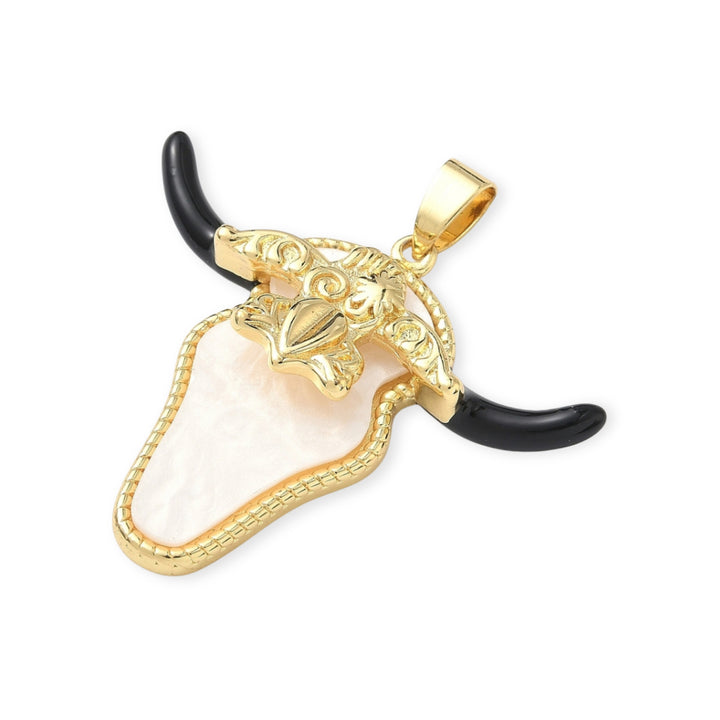 Detalles de Dije de cabeza de toro de chapa de oro con esmalte